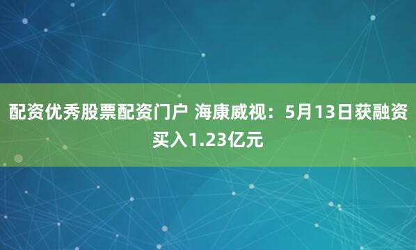 配资优秀股票配资门户 海康威视：5月13日获融资买入1.23亿元