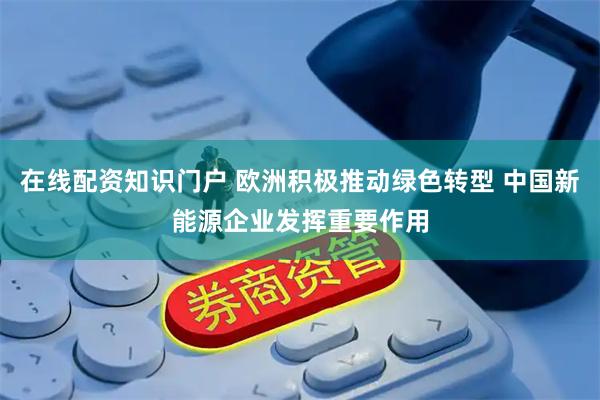 在线配资知识门户 欧洲积极推动绿色转型 中国新能源企业发挥重要作用